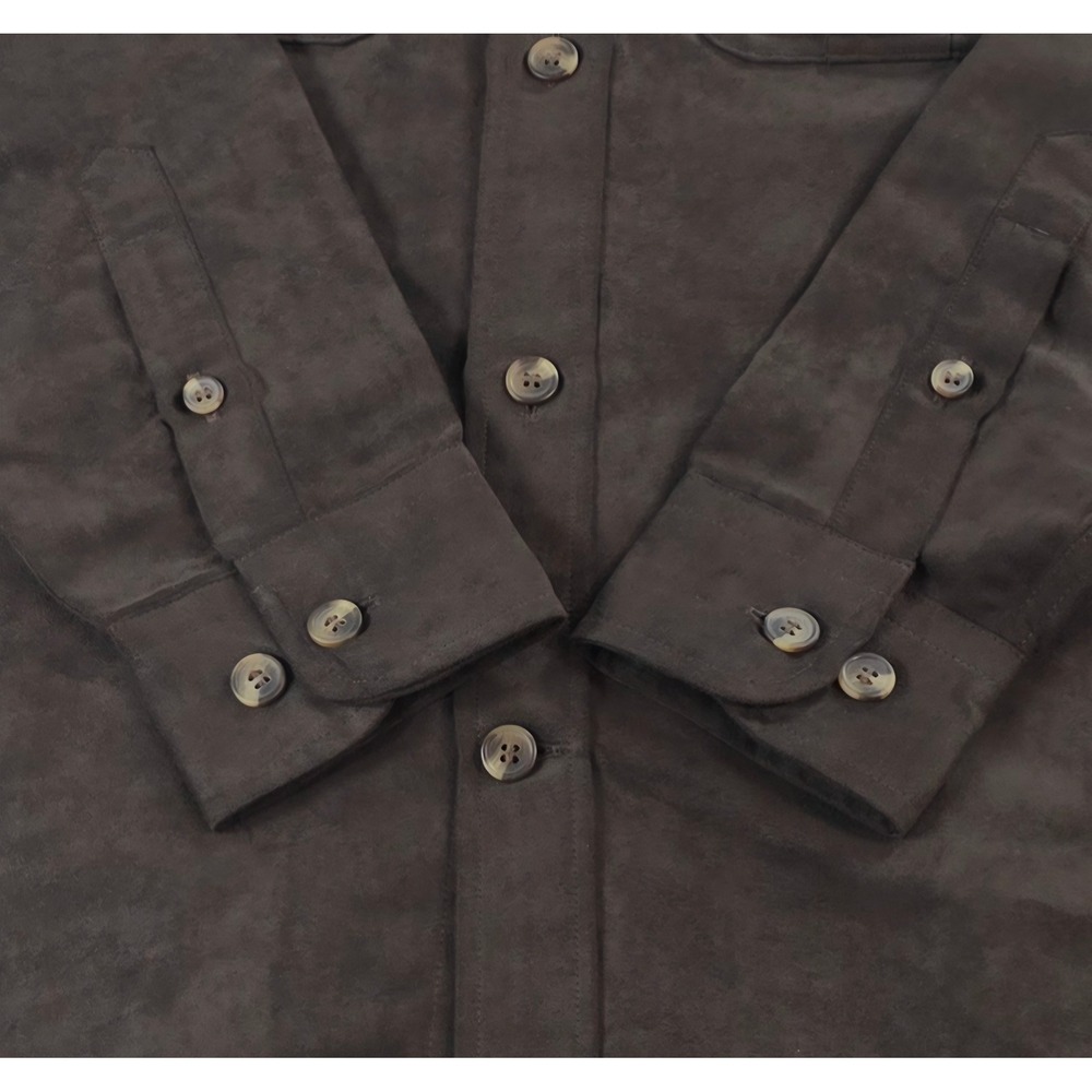 Banana Republic Men S Dark Oak Brown Vegan Suede Relaxed Shirt Jacket - Picture 10 of 13